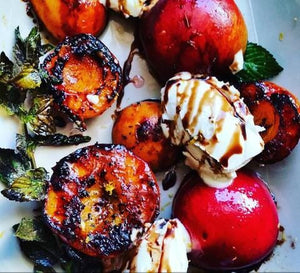 Burnt Stone Fruits with Mascarpone and Balsamico