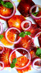 Tarocco Blood Orange Salad with Flash Pickled Red Onion & Olio Nuovo
