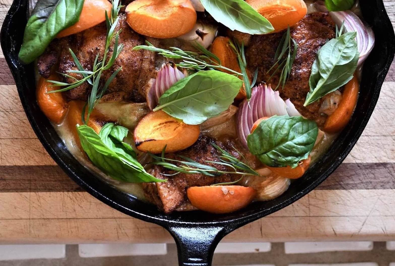 Skillet Chicken with Apricots
– Frog Hollow Farm