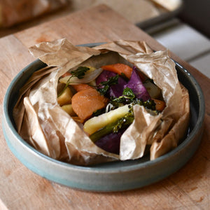 Vegetables and Persimmons in Parchment