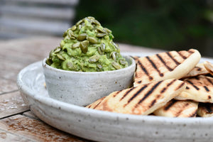 Curried Avocado with Grilled Naan