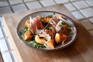 Frog Hollow Fall Salad of Persimmons, Prosciutto Di Parma and Olio Nuovo