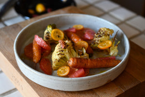 Roasted Cauliflower and Carrots with Meyer Lemon Olive Oil