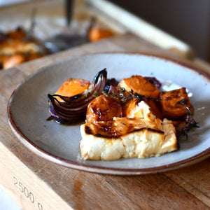 Baked Feta Cheese with Persimmons and Red Onions