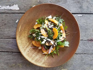 Baby Kale Salad with Black Lentils, Apache Apricots, and Feta Cheese