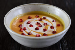 Butternut Squash and Pear Soup with Spiced Yogurt