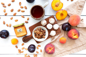 almonds, fruit and tea